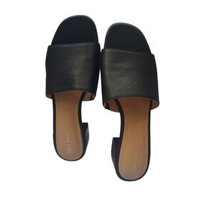 Cole Haan Grand 360 Black Pebbled Leather Block Heel Slide Sandals Womens 11B